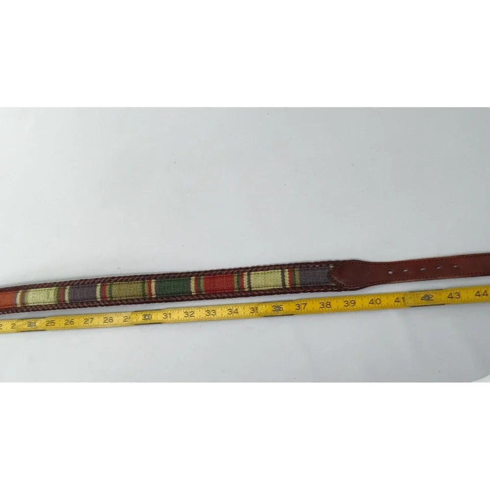 Brighton Santos Fabric Leather Men's Size 42 Buckle Belt 67506 Braided Egde Prep